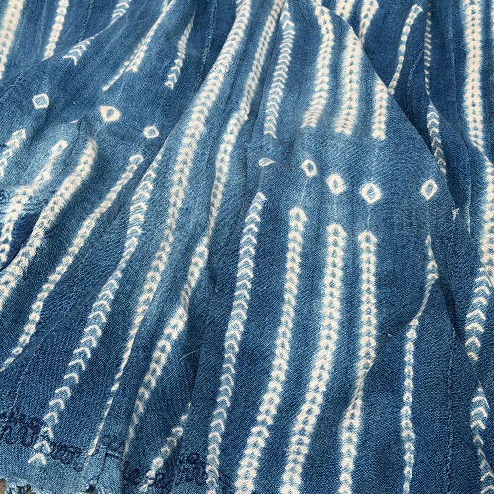 Vintage African Indigo Denim Shibori Tribal Mudcloth 58” L x 39” W | No. 146